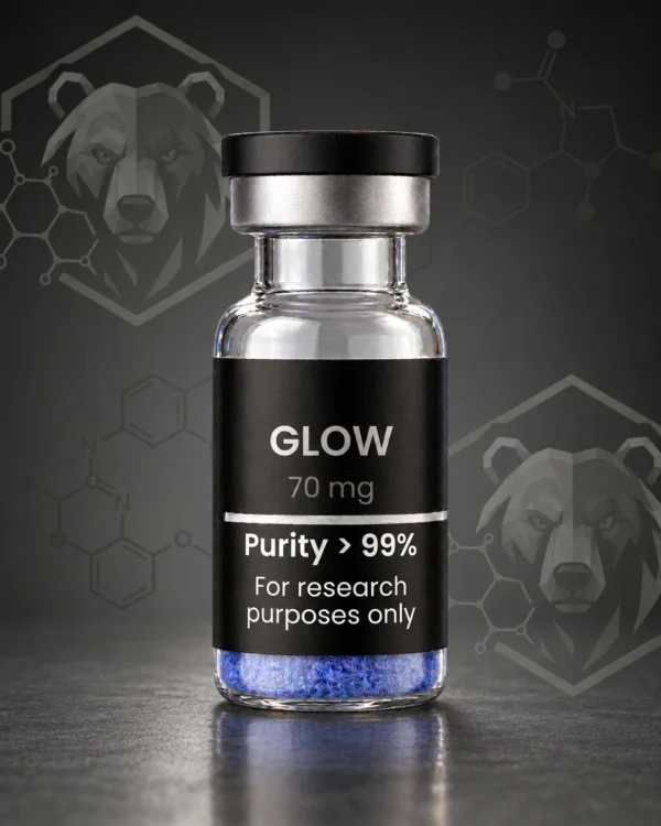 GLOW 70 mg research vial